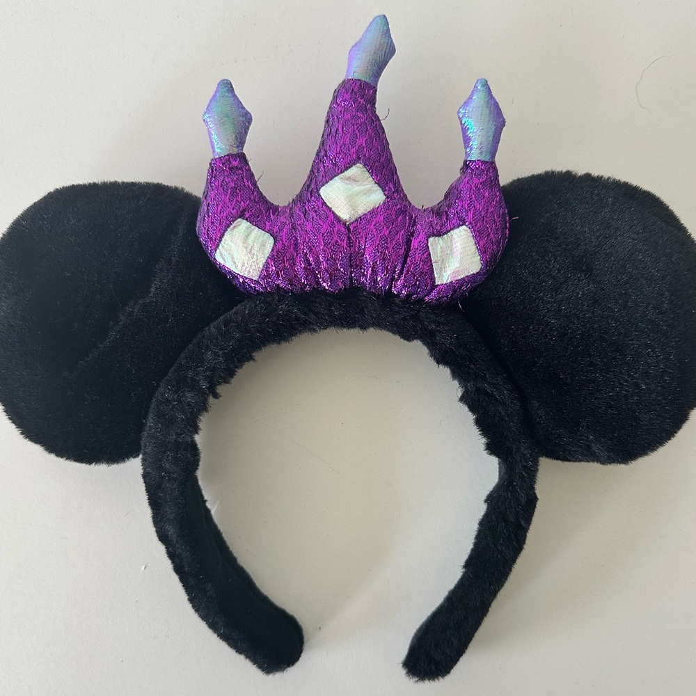Vintage Disney Disneyland Evil Queen Purple Crown Mouse Light-Up Ears Headband